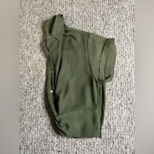 Shinestar Dark Green Button Crop Top Shirt